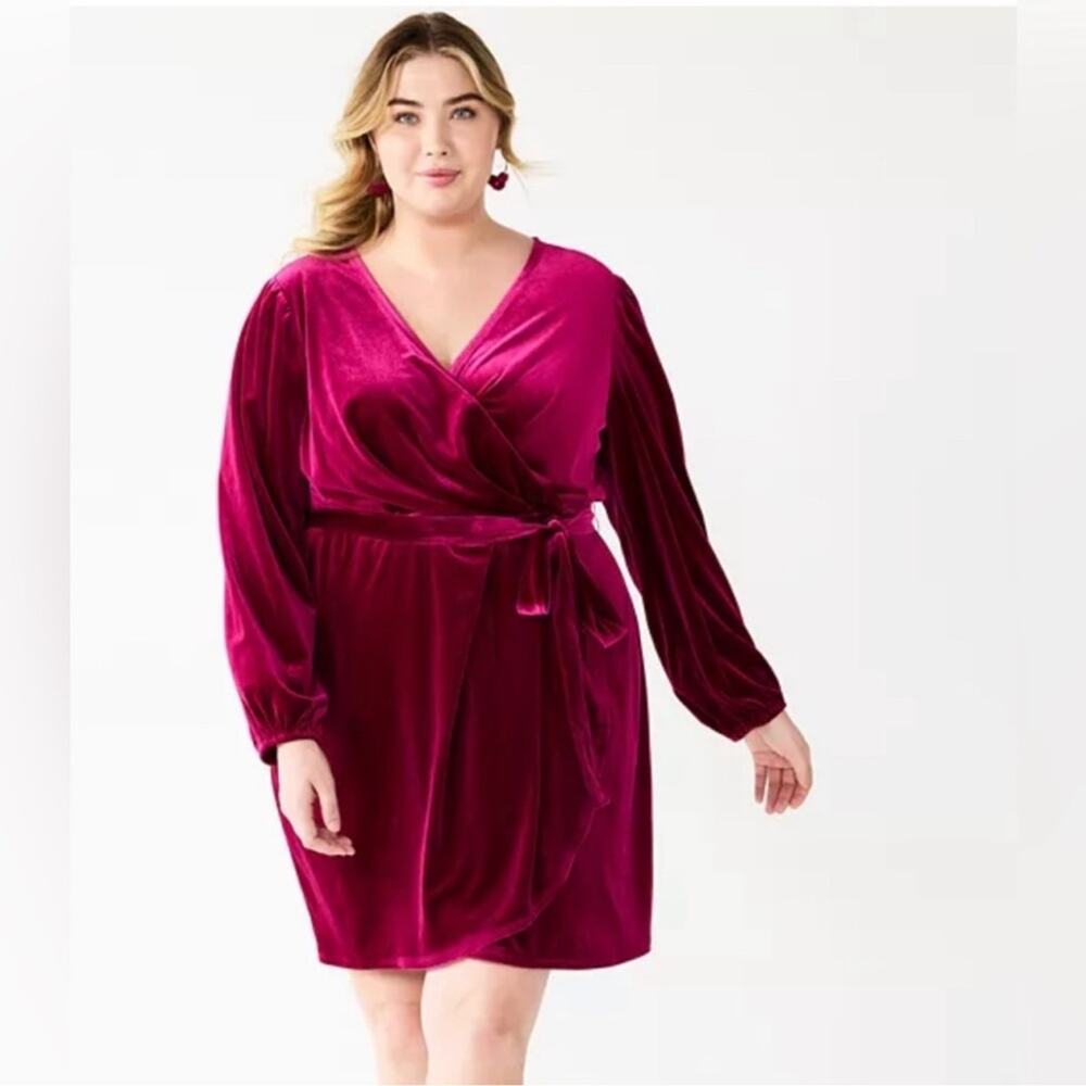 Nine West Burgundy Tassel belted dress size 3X (bust 46) NEW